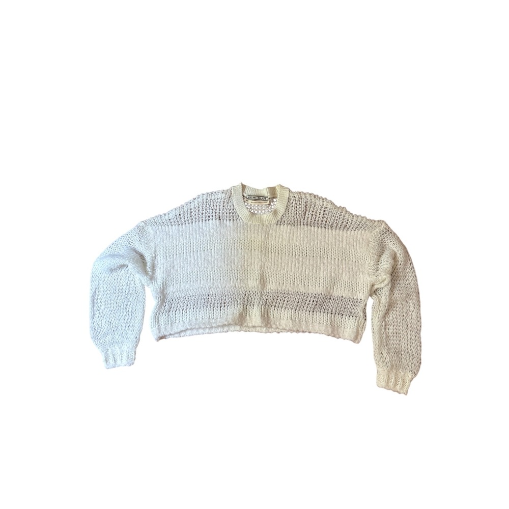 Kimchi Blue Sweater Women White Open Knit Cropped Boho Slouchy SIZE S